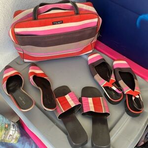 Kate Spade Striped Bag and Sandals Set